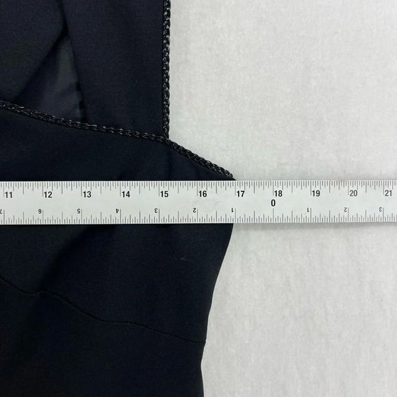 Nine West Dress 4 Black Fit & Flare Short Criss Cross Strap Braided Trim Pleated - Picture 3 of 13